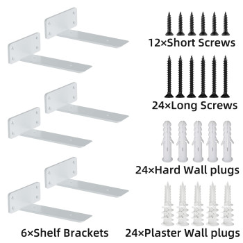 Zgo Floating Shelf Brackets Shelf Brackets Heavy Duty White Metal L Brackets For Shelves Wall Brackets For Shelves 6 Inch Fl