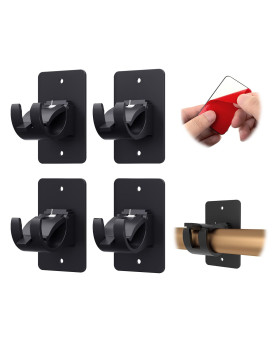 Ciemgnzoc 4 Pcs Curtain Rod Bracket Holder Universal Self Adhesive Wall Mount Fits Support Curtain 06 To 15 Curtain Rod