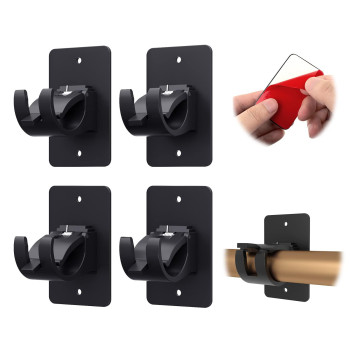 Ciemgnzoc 4 Pcs Curtain Rod Bracket Holder Universal Self Adhesive Wall Mount Fits Support Curtain 06 To 15 Curtain Rod