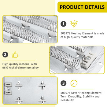 503978 61927 Dryer Heating Element Kit Fit For Amana Speed Queen Dryer Partsreplaces 964P3 56179 503404 56047 Dryer Parts Therm