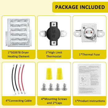 503978 61927 Dryer Heating Element Kit Fit For Amana Speed Queen Dryer Partsreplaces 964P3 56179 503404 56047 Dryer Parts Therm