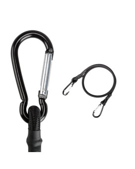 Lanlord Latex Black Heavy Duty Outdoor 20 Inch Bungee Cords With Carabiner Hooks 20Inchbc2Pcs