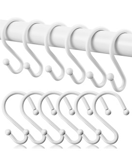 Bellrhein Shower Curtain Hooks Metal Shower Hooks For Shower Curtain Rod Rust Proof Metal Shower Curtain Rings S Hook Set Of