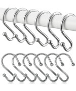 Bellrhein Shower Curtain Hooks Metal Shower Hooks For Shower Curtain Rod Rust Proof Metal Shower Curtain Rings S Hook Set Of