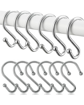 Bellrhein Shower Curtain Hooks Metal Shower Hooks For Shower Curtain Rod Rust Proof Metal Shower Curtain Rings S Hook Set Of