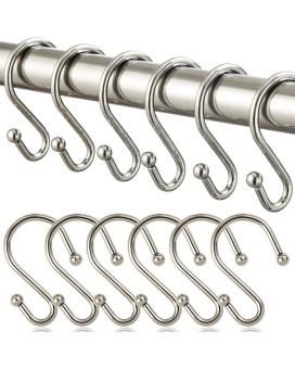 Bellrhein Shower Curtain Hooks Metal Shower Hooks For Shower Curtain Rod Rust Proof Metal Shower Curtain Rings S Hook Set Of