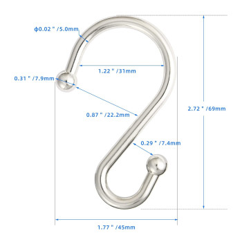 Bellrhein Shower Curtain Hooks Metal Shower Hooks For Shower Curtain Rod Rust Proof Metal Shower Curtain Rings S Hook Set Of