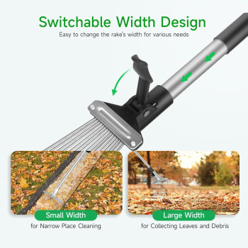 Greatbuddy Adjustable Leaf Rake 723 Expandable Width Perfect For Shrub Flower Bed Lawn Yard Garden Cleaning Lightwei