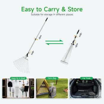 Greatbuddy Adjustable Leaf Rake 723 Expandable Width Perfect For Shrub Flower Bed Lawn Yard Garden Cleaning Lightwei