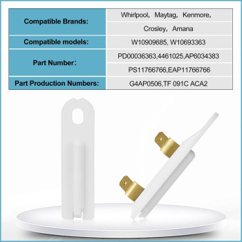 New Upgrade W10909685 Thermal Fuse Fit For Whirlpool Maytag Kenmore Amana Inglis Dryer Thermal Fuse W10693363 Pd00036363 4461025