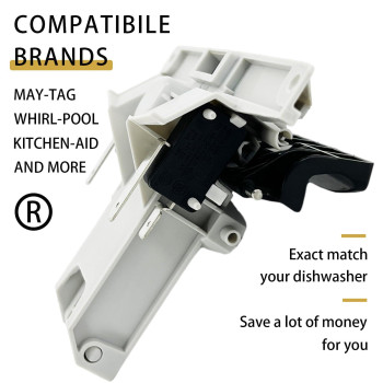 Wpw10130695 Dishwasher Door Latch Handle Black Fits Whirlpool Maytag W10862259 Wpw10275768 Wpw10130694 W10130695 Maytag Quiet Se