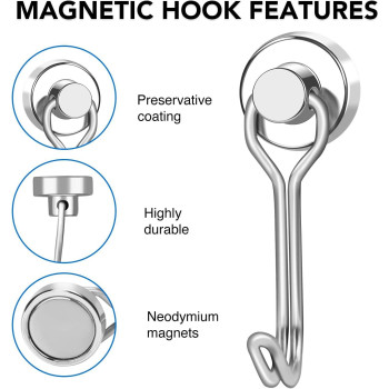 Lovimag Strong Magnetic Hooks 25Lbs Swivel Magnetic Hooks For Cruise Cabins Strong Magnets With Hooks For Cruise Ship Essentia