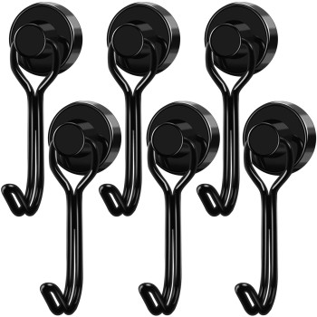 Lovimag Strong Magnetic Hooks 25Lbs Swivel Magnetic Hooks Cruise Black Magnet Hooks For Hanging Grill Cruise Cabins Refrige