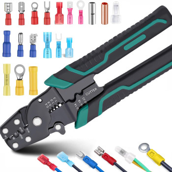 Smseace Wire Crimping Tool Wire Crimper Stripper And Cutterfor Insulatedbareheat Shrink Connectors2210 Awg Multifunctional