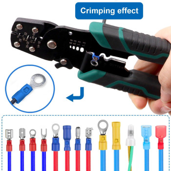 Smseace Wire Crimping Tool Wire Crimper Stripper And Cutterfor Insulatedbareheat Shrink Connectors2210 Awg Multifunctional