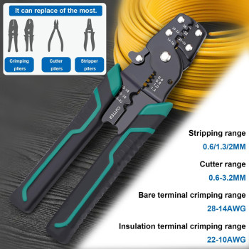 Smseace Wire Crimping Tool Wire Crimper Stripper And Cutterfor Insulatedbareheat Shrink Connectors2210 Awg Multifunctional