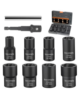 Bsuxmafg 10 Pcs Bolt Nut Extractor Set 12Inch Drive Lug Nut Remover Socket Tool Easy Out Bolt Extractor Set For Damaged Fro