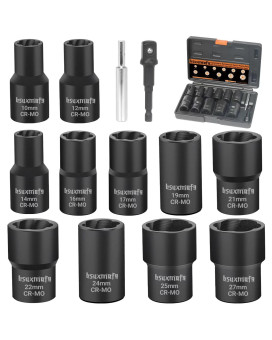 Bsuxmafg Bolt Nut Extractor Set 13 Pcs Easy Out Bolt Extractor Set 12Inch Drive Lug Nut Remover Socket Tool For Damaged Fro