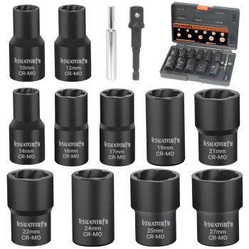 Bsuxmafg Bolt Nut Extractor Set 13 Pcs Easy Out Bolt Extractor Set 12Inch Drive Lug Nut Remover Socket Tool For Damaged Fro