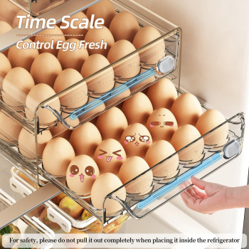 60 Eggs Organizer For Refrigerator Large Egg Holder For Fridge Clear Egg Container For Refrigerator Stackable Egg Storage Tra