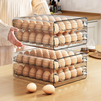 60 Eggs Organizer For Refrigerator Large Egg Holder For Fridge Clear Egg Container For Refrigerator Stackable Egg Storage Tra