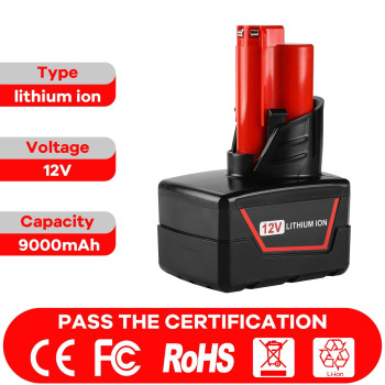 Energup 12V 9000Mah Replacement Mil M12 Battery 48112460 48112440 48112411 48112410 For Lithium 90Ah 48112450 M12 Mil