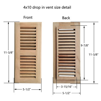 Homewell White Oak Wood Floor Register Drop In Vent 4X10 Inch With Damper Unfinished