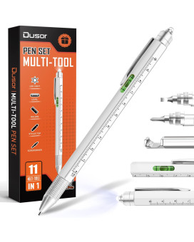 Dusor Stocking Stuffers For Adults 11 In 1 Multitool Pen Gifts For Men Him White Elephant Gifts For Adults Useful Mens Gift