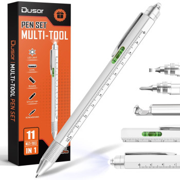 Dusor Stocking Stuffers For Adults 11 In 1 Multitool Pen Gifts For Men Him White Elephant Gifts For Adults Useful Mens Gift