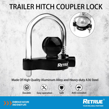 Retrue Universal Coupler Lock Trailer Locks Ball Hitch Trailer Hitch Lock Adjustable Security Heavyduty Steel Fits 178 Inch