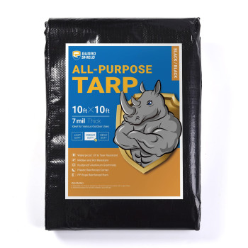 Guard Shield Black Tarp Waterproof 10X10 Feet Medium Duty All Purpose Poly Tarps Cover 7Mil