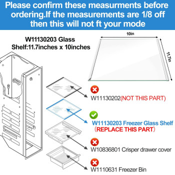 2 Pack Upgraded W11130203 Freezer Glass Shelf Replacement Compatible With Whirlpool Freezer Shelf Replacement Refrigerator Gla