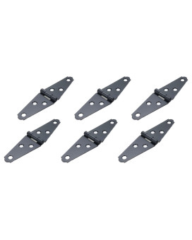 Geesatis 6 Pcs Strap Hinges Heavy Duty Hinge 2 Inch Cabinet Latch Door Hinge With Mounting Screws Black