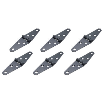 Geesatis 6 Pcs Strap Hinges Heavy Duty Hinge 2 Inch Cabinet Latch Door Hinge With Mounting Screws Black