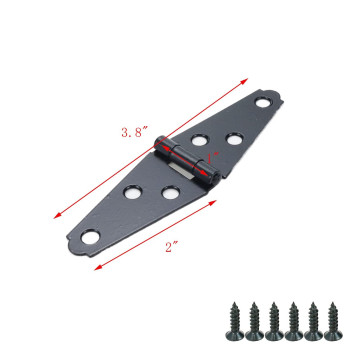 Geesatis 6 Pcs Strap Hinges Heavy Duty Hinge 2 Inch Cabinet Latch Door Hinge With Mounting Screws Black