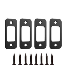 Deadbolt Strike Plate Door Backplate 1 X 214 Round Corner Matte Black With Screws 138 4 Pack