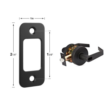 Deadbolt Strike Plate Door Backplate 1 X 214 Round Corner Matte Black With Screws 138 4 Pack