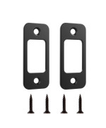 Deadbolt Strike Plate Door Backplate 1 X 214 Round Corner Matte Black With Screws 138 2 Pack