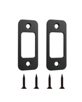 Deadbolt Strike Plate Door Backplate 1 X 214 Round Corner Matte Black With Screws 138 2 Pack