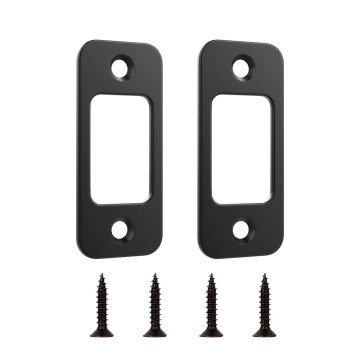 Deadbolt Strike Plate Door Backplate 1 X 214 Round Corner Matte Black With Screws 138 2 Pack