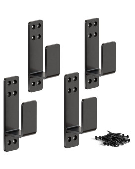 Amzfine 2X4 Door Barricade Brackets Heavy Duty 4Pcs Door Bar Holder Brackets For Home Security Black