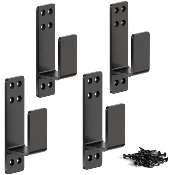 Amzfine 2X4 Door Barricade Brackets Heavy Duty 4Pcs Door Bar Holder Brackets For Home Security Black