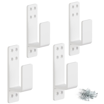 Amzfine 2X4 Door Barricade Brackets Heavy Duty 4Pcs Door Bar Holder Brackets For Home Security White