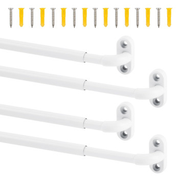 Tyron 4 Pack Screwed Sash Curtain Rod Adjustable 1830 Inch 38 In Diameter French Door Curtain Rods White