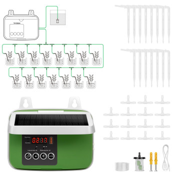 Vivosun Solar Automatic Drip Irrigation Kits With Timer 3W Output Solar Powered Auto Drip Irrigation System 15 Pots Garden Pl