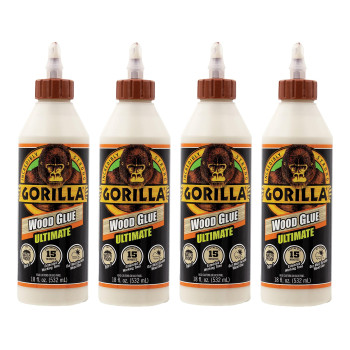 Gorilla Ultimate Waterproof Wood Glue 18 Ounce Natural Wood Color Pack Of 4