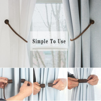 Hangtty Magnetic Curtain Tiebacks 4 Pack Coffee Curtain Rope Tieback Curtain Holders For Drapes Modern Tie Backs Decorative Curt