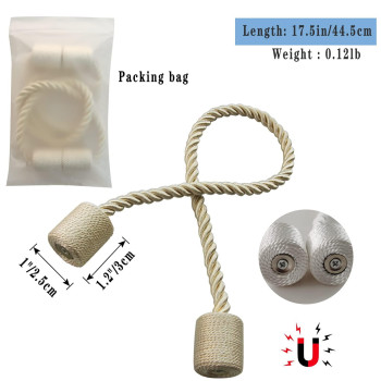 Hangtty Magnetic Curtain Tiebacks 2 Pack Beige Curtain Rope Tieback Curtain Holders For Drapes Modern Tie Backs Decorative Curta