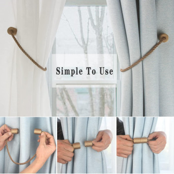 Hangtty Magnetic Curtain Tiebacks 2 Pack Khaki Curtain Rope Tieback Curtain Holders For Drapes Modern Tie Backs Decorative Curta