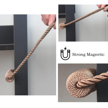 Hangtty Magnetic Curtain Tiebacks 2 Pack Khaki Curtain Rope Tieback Curtain Holders For Drapes Modern Tie Backs Decorative Curta